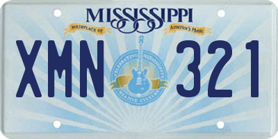 MS license plate XMN321