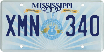 MS license plate XMN340
