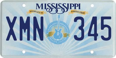 MS license plate XMN345