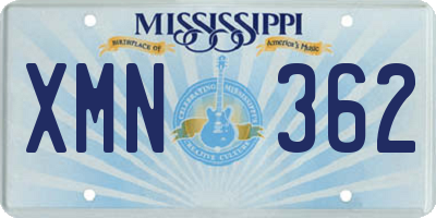 MS license plate XMN362