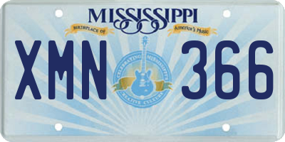 MS license plate XMN366
