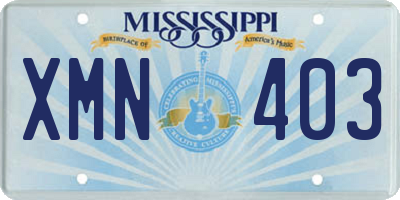 MS license plate XMN403