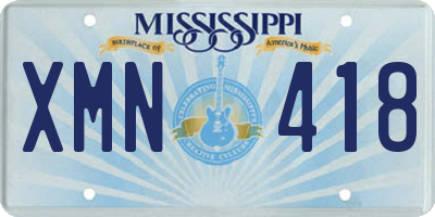 MS license plate XMN418