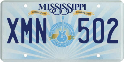MS license plate XMN502