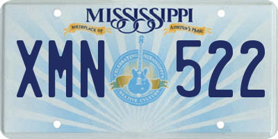 MS license plate XMN522