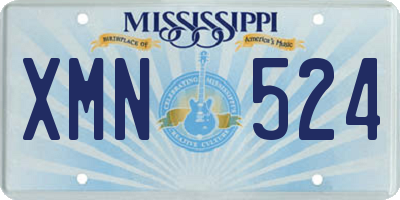 MS license plate XMN524