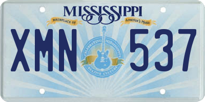 MS license plate XMN537