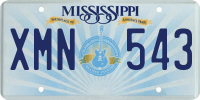 MS license plate XMN543