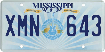 MS license plate XMN643