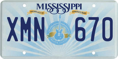 MS license plate XMN670