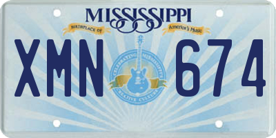 MS license plate XMN674