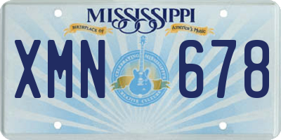 MS license plate XMN678