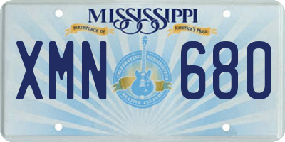 MS license plate XMN680