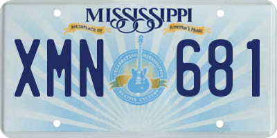 MS license plate XMN681