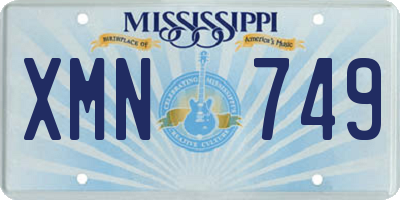 MS license plate XMN749