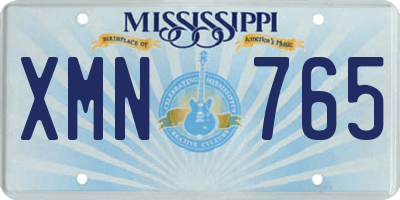 MS license plate XMN765