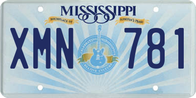 MS license plate XMN781