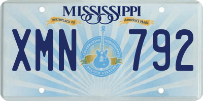 MS license plate XMN792