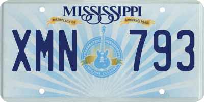 MS license plate XMN793