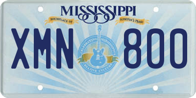MS license plate XMN800