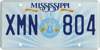 MS license plate XMN804