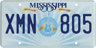 MS license plate XMN805