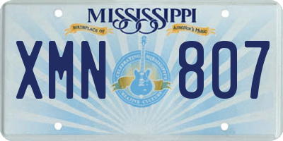 MS license plate XMN807