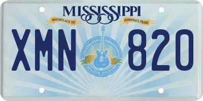 MS license plate XMN820