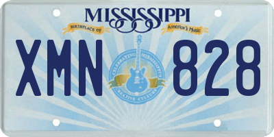 MS license plate XMN828
