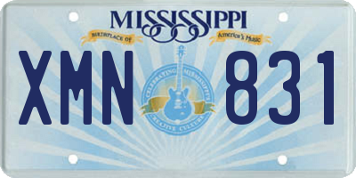 MS license plate XMN831