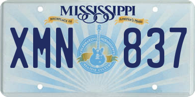MS license plate XMN837