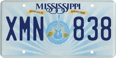 MS license plate XMN838