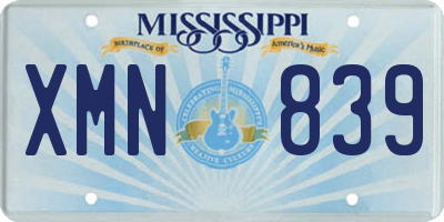 MS license plate XMN839