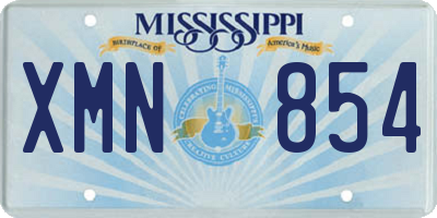 MS license plate XMN854