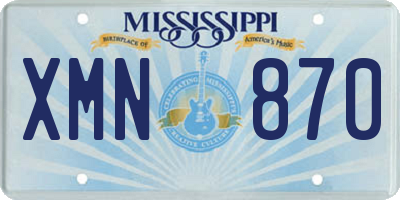 MS license plate XMN870