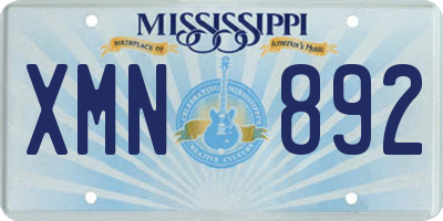 MS license plate XMN892
