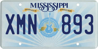 MS license plate XMN893