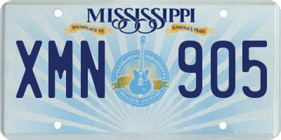 MS license plate XMN905