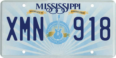 MS license plate XMN918