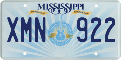 MS license plate XMN922