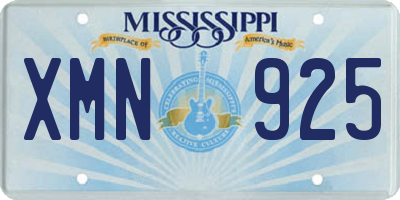 MS license plate XMN925