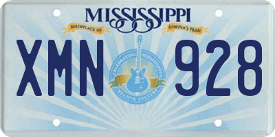 MS license plate XMN928