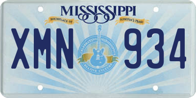 MS license plate XMN934