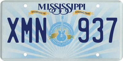 MS license plate XMN937