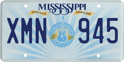 MS license plate XMN945