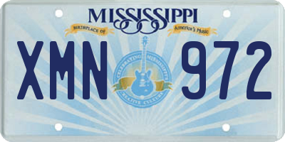 MS license plate XMN972