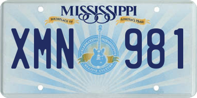 MS license plate XMN981
