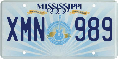 MS license plate XMN989