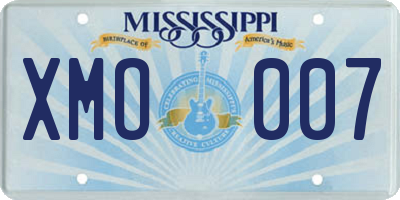 MS license plate XMO007
