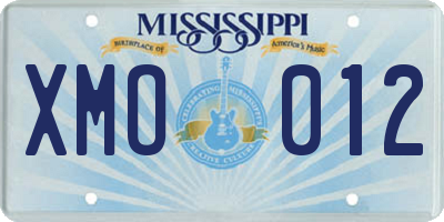 MS license plate XMO012